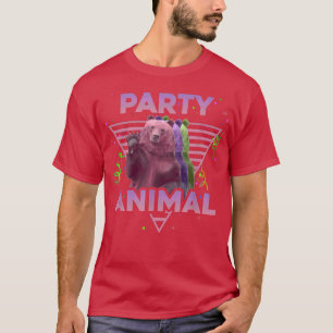 Camiseta PARTY ANIMAL Funny Grizzly Bear Vintage 80s Vaporw