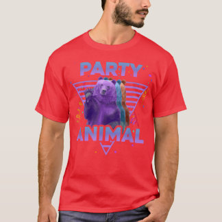 Camiseta PARTY ANIMAL Funny Grizzly Bear Vintage 80s Vaporw
