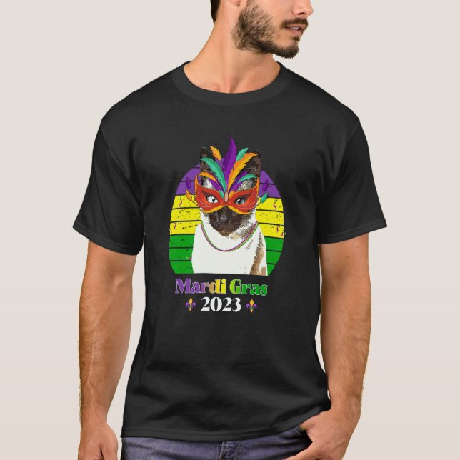 Camiseta Party Cat Mask Beads Mardi Gras 2023  8 (Anverso)