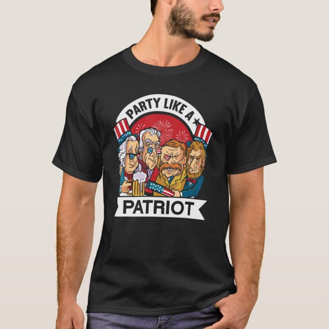 Camiseta Party Like A Patriot George Washington  4th Of Jul (Anverso)