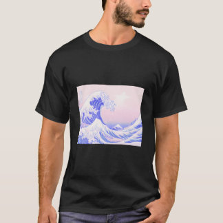 Camiseta Pasado Estético K Púrpura Gran Ola Kawaii Japón