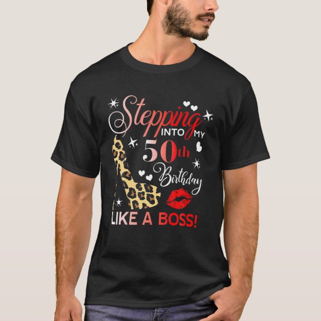 Camiseta Pasando A Mi 50 Aniversario Como Un Boss Leopard (Anverso)
