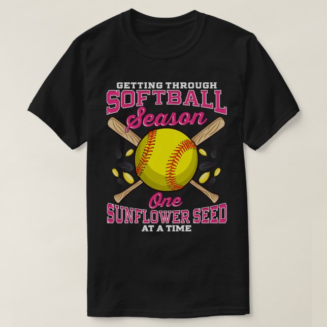 Camiseta Pasando Por El Softball Una Semilla De Girasol En  (Diseño del anverso)