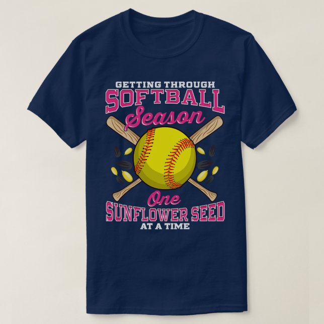 Camiseta Pasando Por El Softball Una Semilla De Girasol En  (Diseño del anverso)