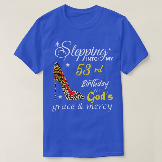 Camiseta Pasar A Mi 53 Aniversario Con Gods Grace Y M (Diseño del anverso)