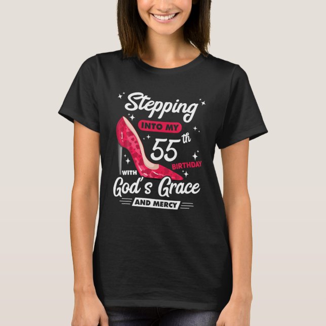 Camiseta Pasar a mi cumpleaños 55 con la gracia de Dios (Anverso)