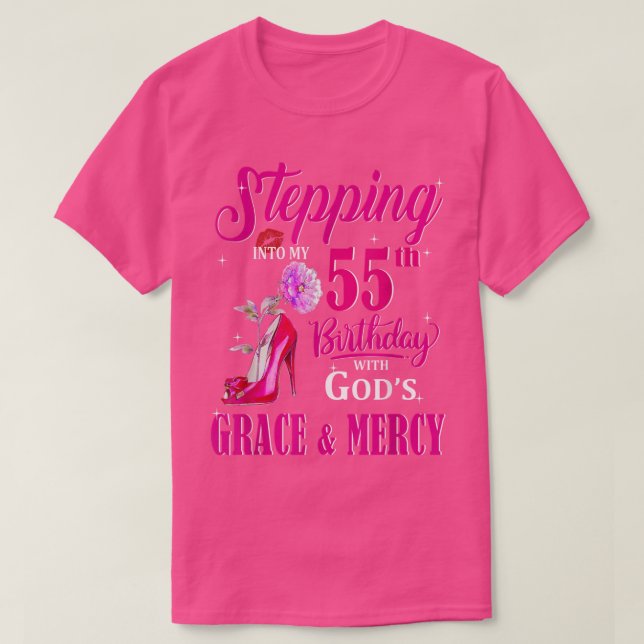 Camiseta Pasar a mi cumpleaños 55 con la gracia y la gracia (Diseño del anverso)