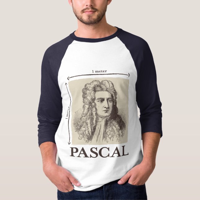 Camiseta Pascal = 1 neutonio por chiste de la matemáticas (Anverso)