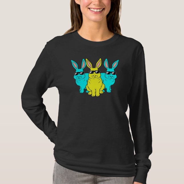 Camiseta Pascua Bunny Hip Hop Trio Bunnies Chicas de niños  (Anverso)