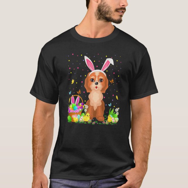 Camiseta Pascua Cockapoo Perro conejo huevo caza Cockapoo E (Anverso)