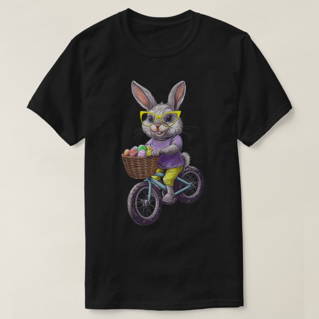 Camiseta Pascua Conejo Conejo Montando Bicicleta Feliz Pasc (Diseño del anverso)