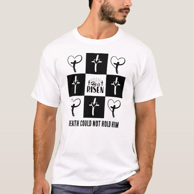 Camiseta Pascua cristiana: RISEN Checkered (Anverso)