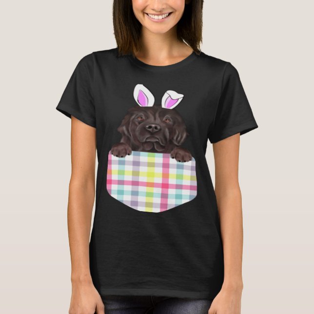 Camiseta Pascua Cuadro Terranova Conejo Perro (Anverso)