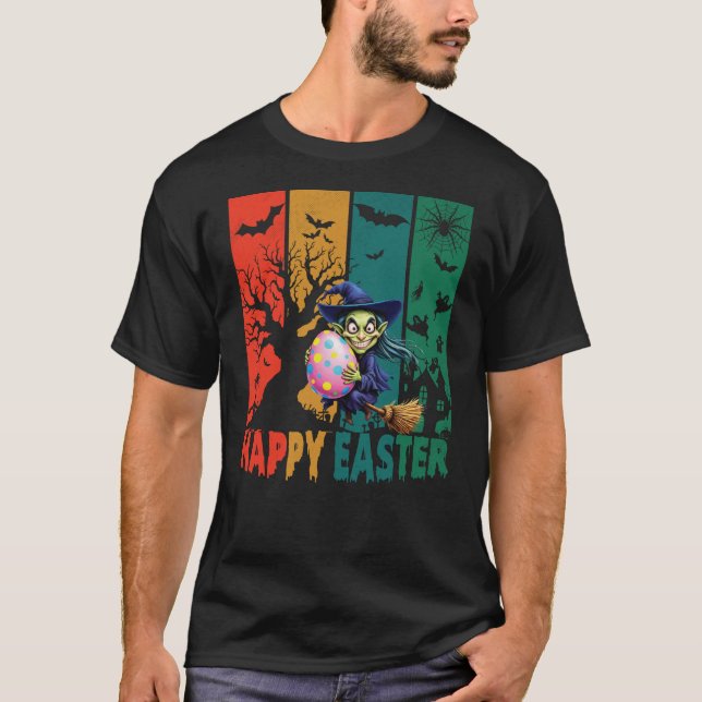 Camiseta Pascua de Brujas: Graciosa Bruja con Huevo de Pasc (Anverso)