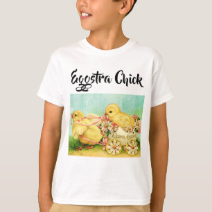 Camiseta Pascua de pollo amarillo vintage