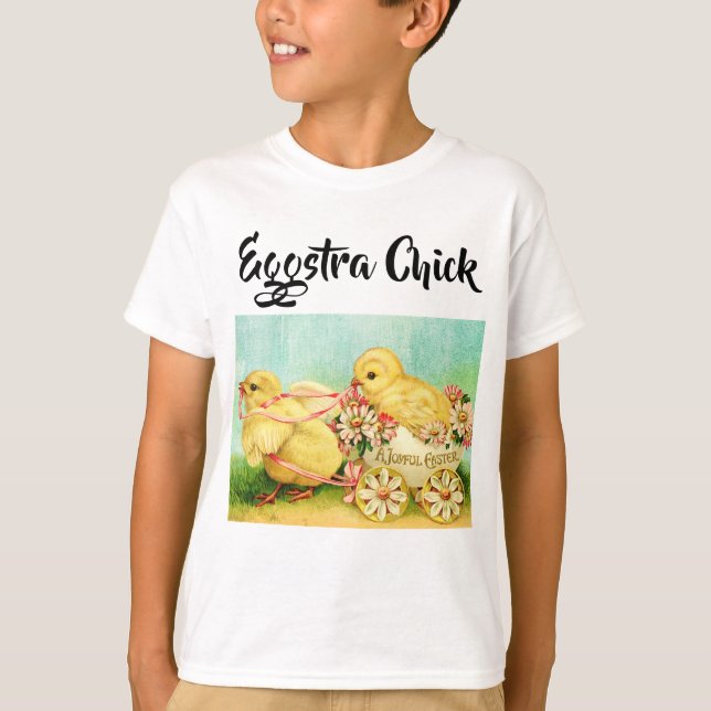 Camiseta Pascua de pollo amarillo vintage (Anverso)