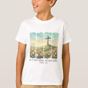 Camiseta Pascua Él no está aquí Ha resucitado Mateo 286 Bib