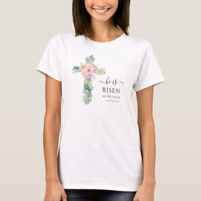 Camiseta Pascua es cristiano en la Cruz de las Acuarelas de (Anverso)