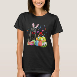 Camiseta Pascua feliz con una bandida de huevos de gato neg