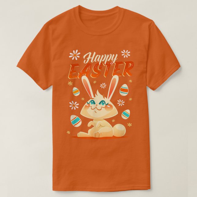 Camiseta Pascua feliz, conejo y huevos (Diseño del anverso)