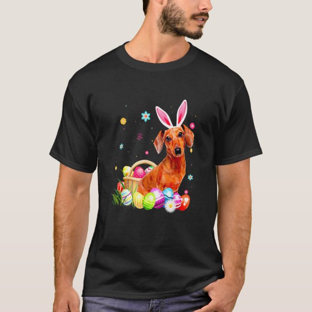 Camiseta Pascua Feliz Pascua Conejo Dachshund Con B (Anverso)