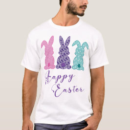 Camiseta Pascua feliz: Trío de conejitos de encaje