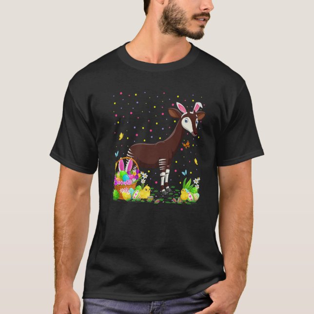 Camiseta Pascua Okapi Caza de huevos para conejo Okapi Domi (Anverso)