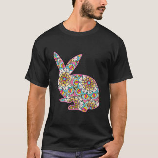 Camiseta Pascua Para Mujeres Flores De Conejo De Pascua Con