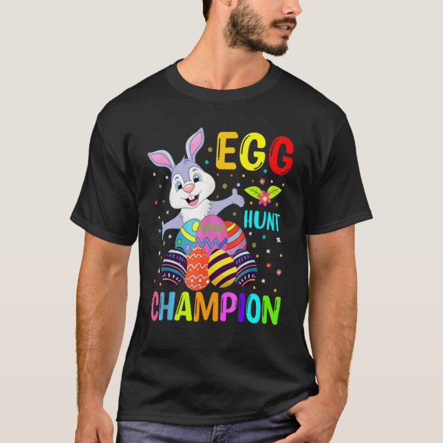 Camiseta Pascua Para Niños Campeón De La Caza De Huevos (Anverso)