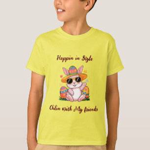 Camiseta Pascua pastora básica de divertidos niños con huev