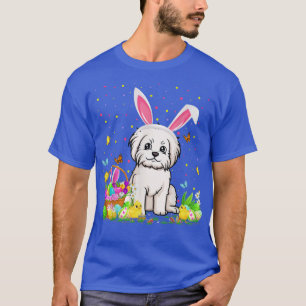 Camiseta Pascua Perro Maltés Perro conejo Huevos Caza Desay