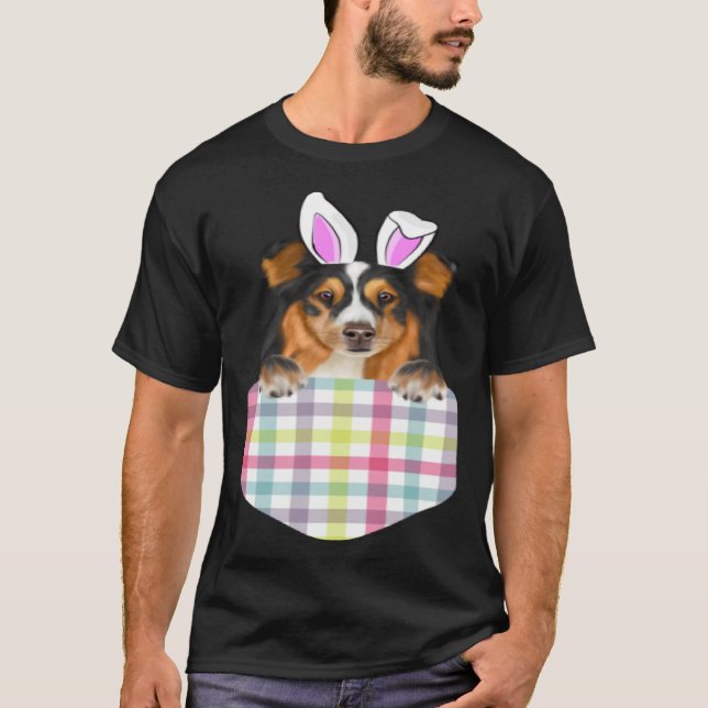 Camiseta Pascua Plantó A Shetland Sheepdog Bunny Dog En Poc (Anverso)
