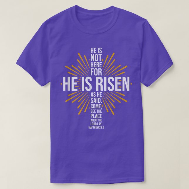 Camiseta Pascua se levanta Jesús cruza la fe cristiana Bib (Diseño del anverso)