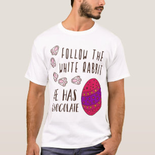 Camiseta Pascua Sigue Al Conejo Blanco Gracioso Y Humorísti