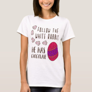 Camiseta Pascua Sigue La Cita Graciosa Del Conejo Blanco