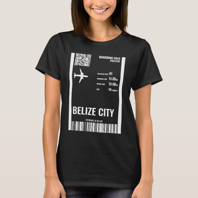 Camiseta Pase de abordar de la ciudad de Belice Boleto de a (Anverso)