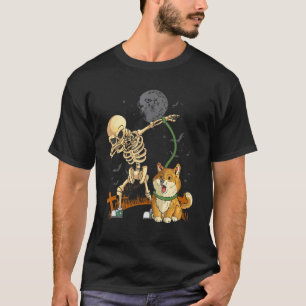 Camiseta Paseador de Perros Esqueleto Corgi Paseando Perros