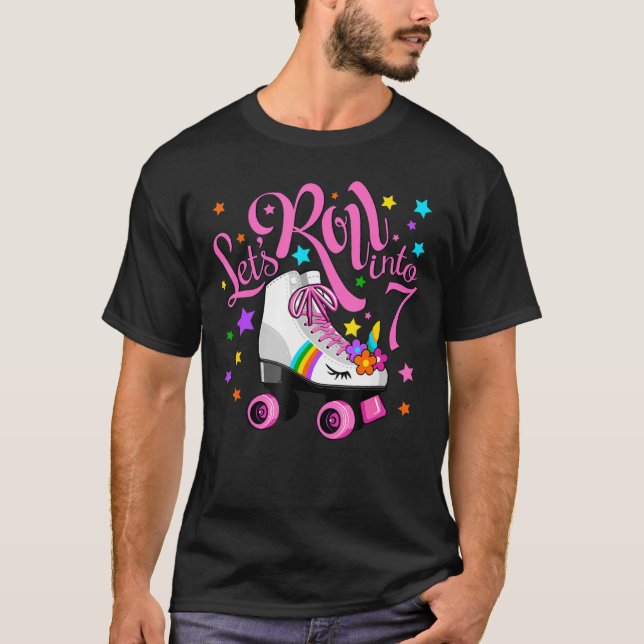 Camiseta Pasemos a la patineta unicornio de 7 años (Anverso)