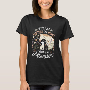 Camiseta Paseo a caballo para jinete Perro lindo y caballo 