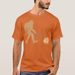 Camiseta Paseo a pie grande Perro Pomeraniano Funny Sasquat