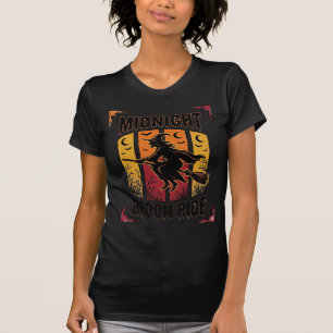 Camiseta Paseo de Escoba de Medianoche Bruja Vintage Gráfic