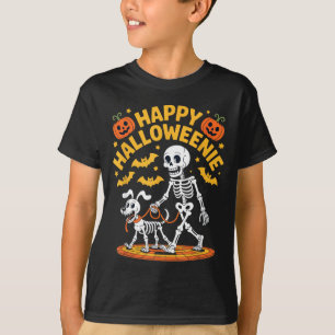 Camiseta Paseo de esqueleto de Halloweenie Amante de perros