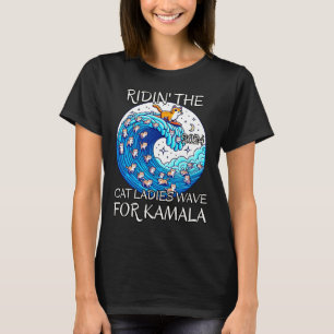 Camiseta Paseo De Gato Damas De Ola Azul Por Los Pres De Ka