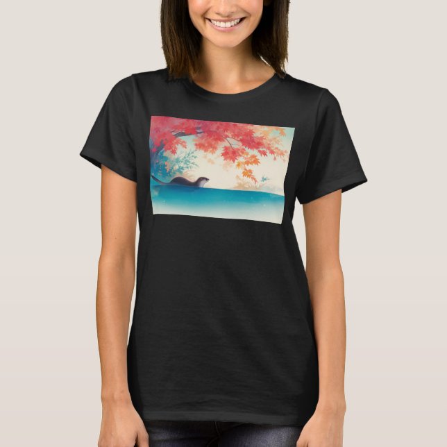Camiseta Paseo de otoño de nutria (Anverso)