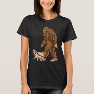 Camiseta Paseo de perro Bigfoot Pug Hombres Mujeres Gif ama