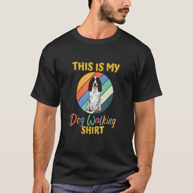 Camiseta Paseo de Perros  Cocker Spaniel Inglés Negro (Anverso)