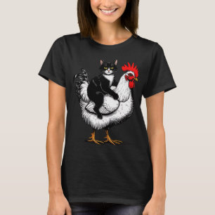 Camiseta Paseo de Pollo con Gato de Esmoquin