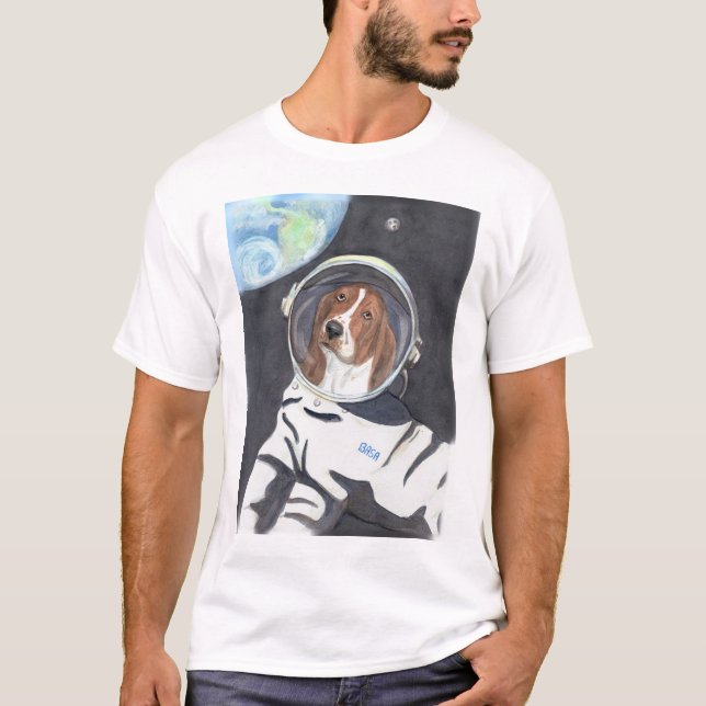 Camiseta Paseo del espacio de Basset Hound (Anverso)