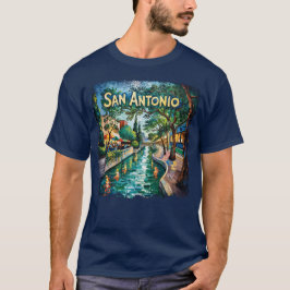 Camiseta Paseo del Río de San Antonio, Texas, Van Gogh Ciud