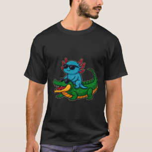 Camiseta Paseo divertido de ajolote y cocodrilo, animal lin